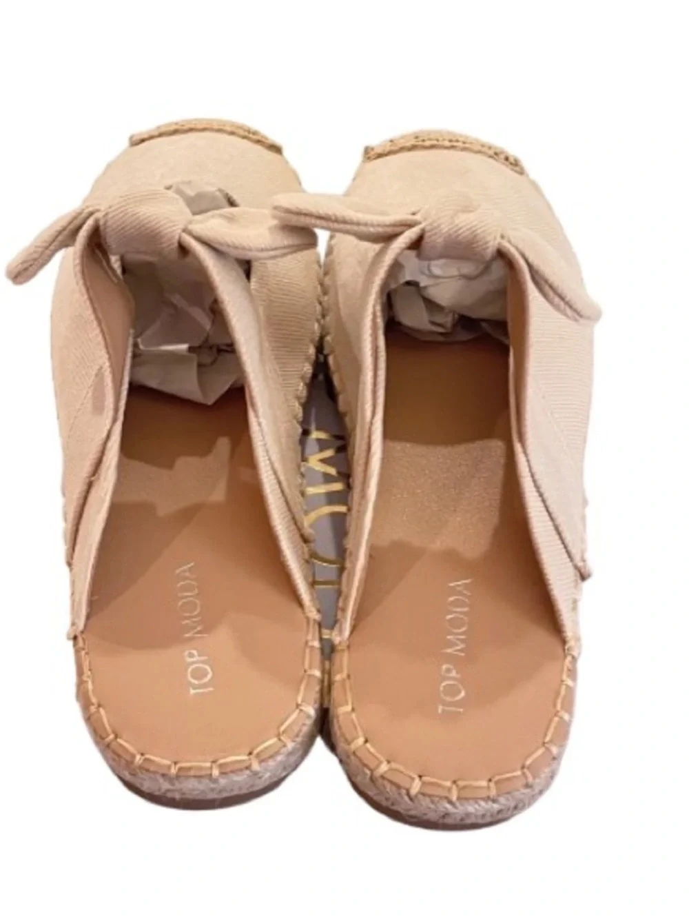 🆕- Top Moda Beige Bow Espadrille Mules Size- Size 8.5